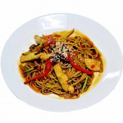 Яичная лапша с курицей и соусом Терияки