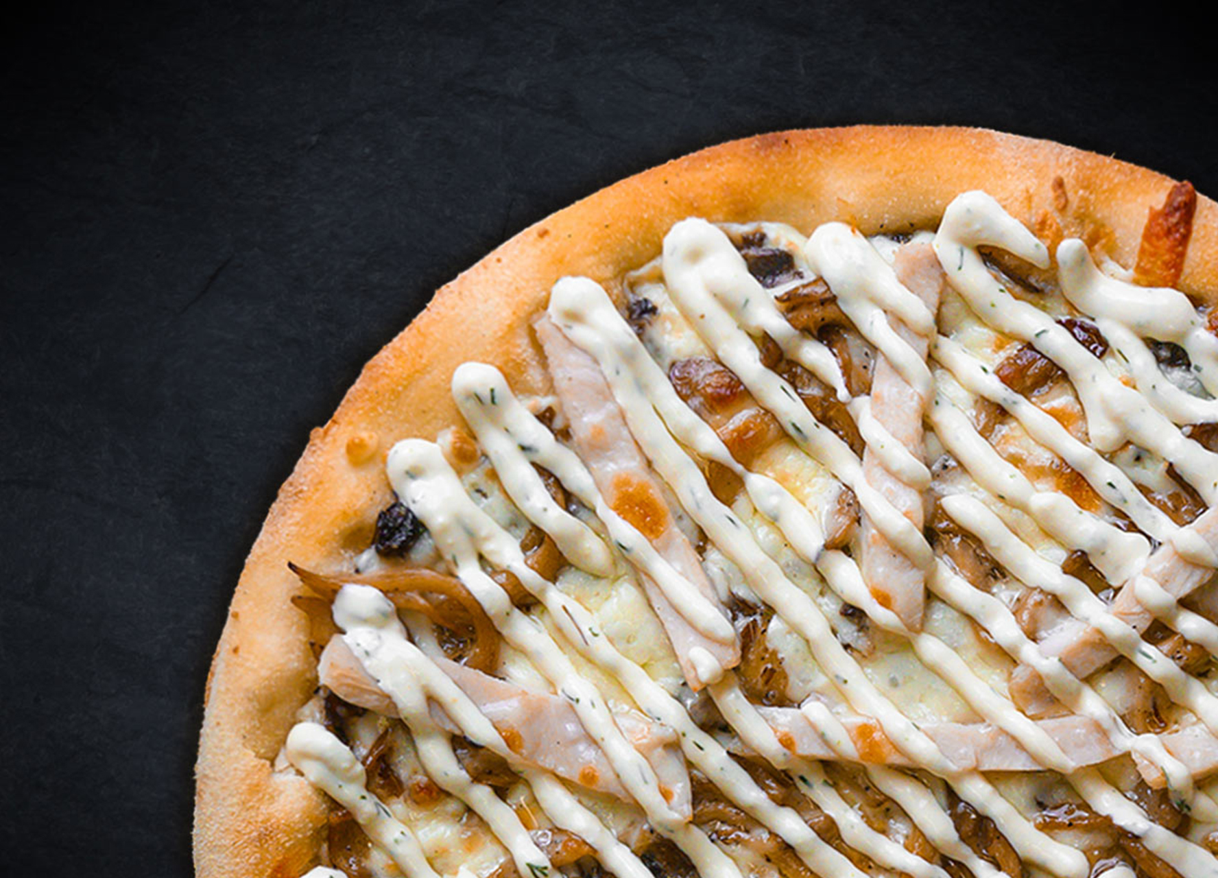 Грибная с цыплёнком и сулугуни 25 см (тонкое тесто)