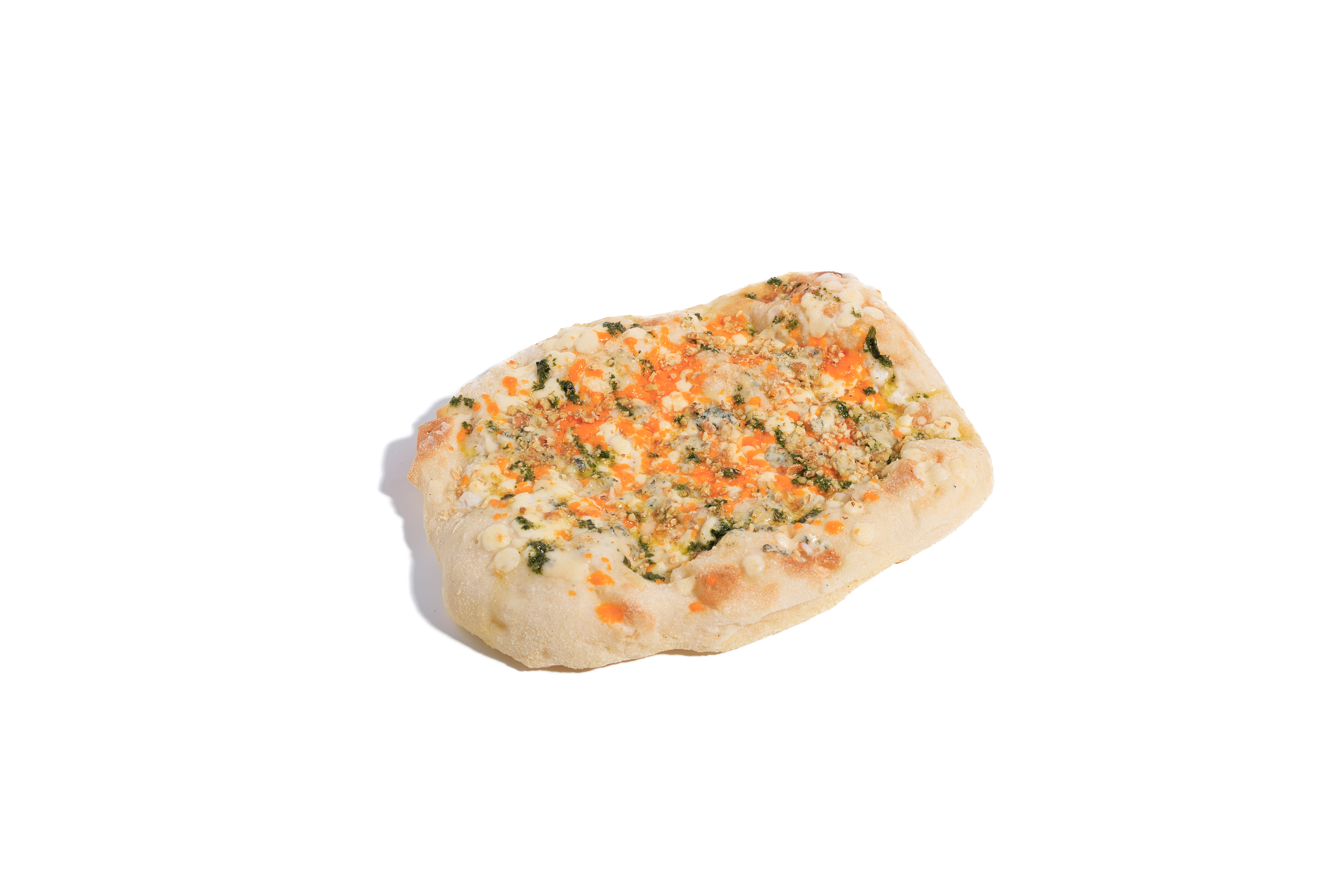 Римская пицца 4 сыра с песто и грецким орехом.