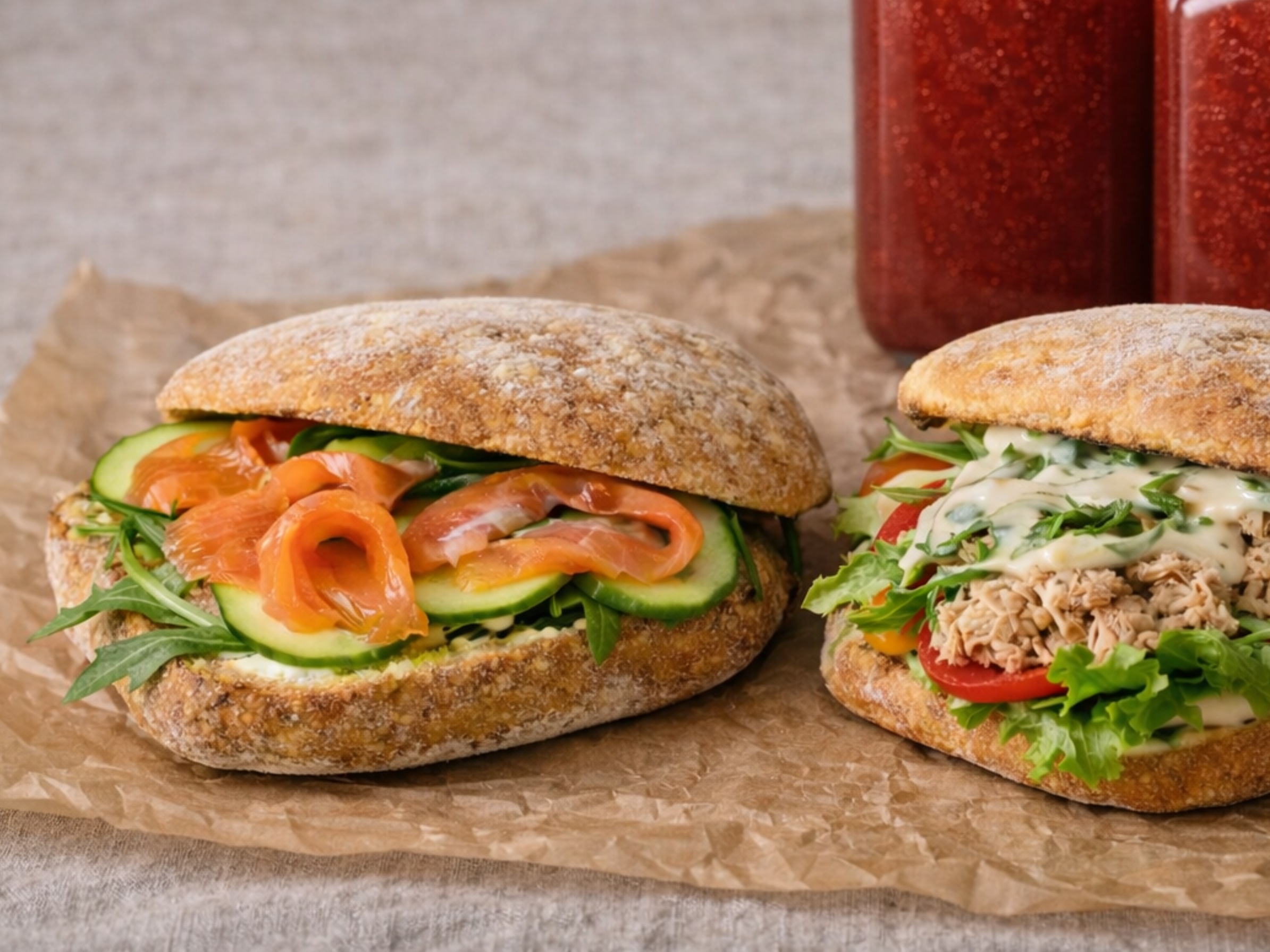 Четверг (Рыбный день): Два панини на основе рыбы + два морса