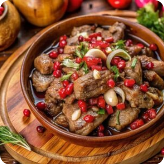 Жареная куриная печень с гранатовыми зернами