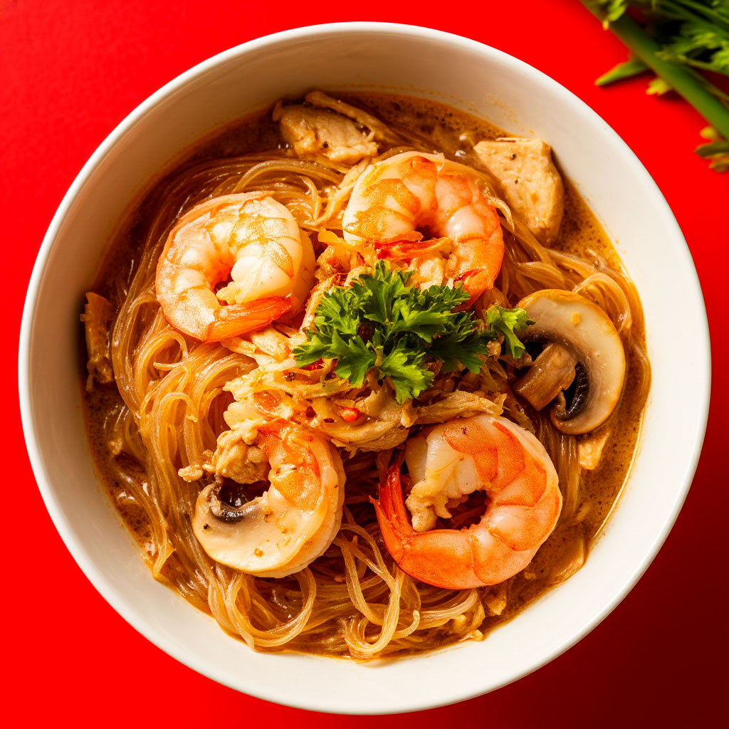 Фунчоза с курицей и крвекетками