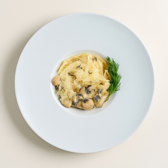 Паста феттучине с курицей и грибами