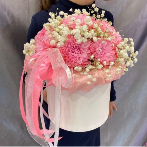 Букет хризантем в коробке (к1886)