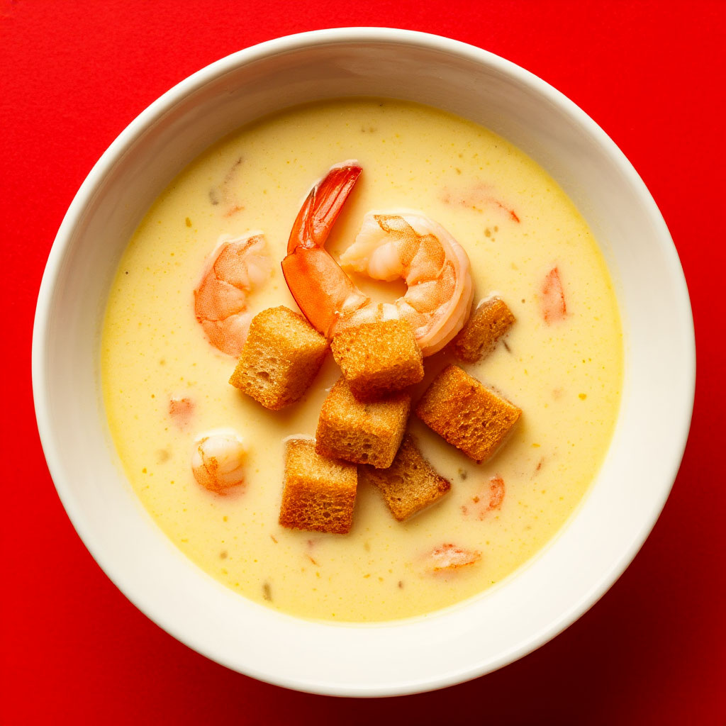 Сырный крем-суп с креветками