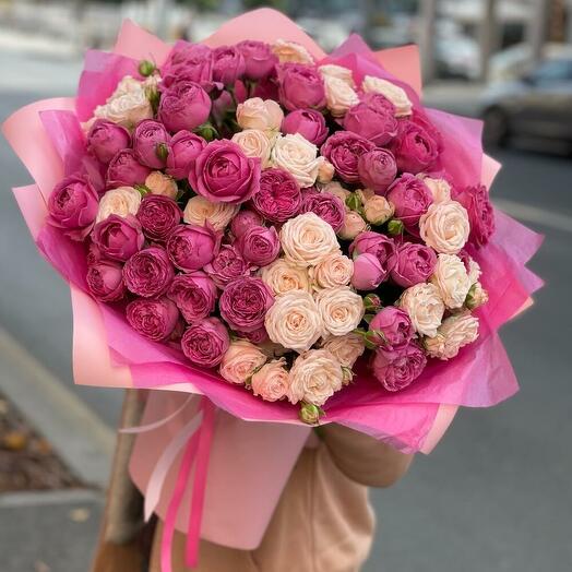 Пионовидная бомба,пионовидная кустовая роза 