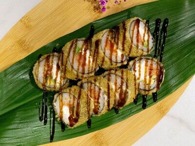 Жареный с лососем