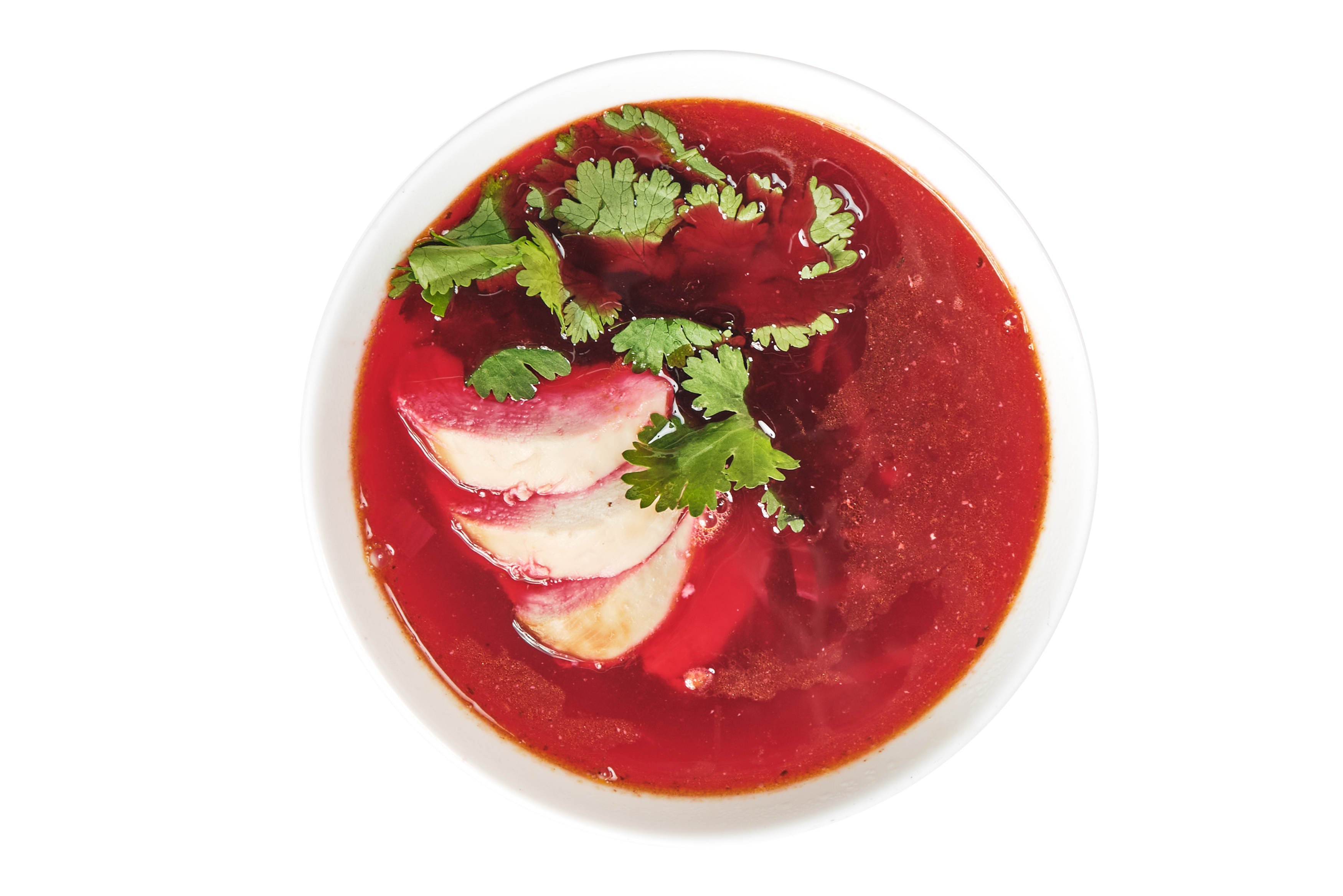Борщ с цыплёнком и кинзой