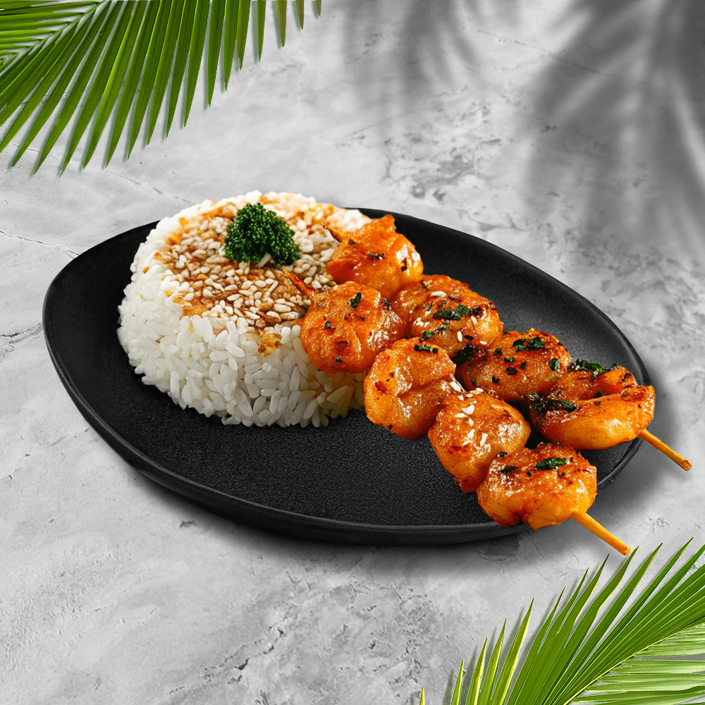 Жареные креветки на гриле