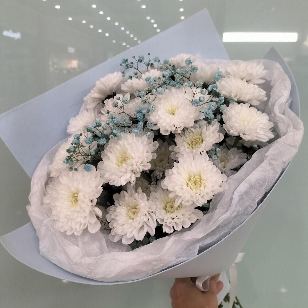 Букет для мамы "Лагуна" из хризантем