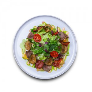 Теплый мясной салат