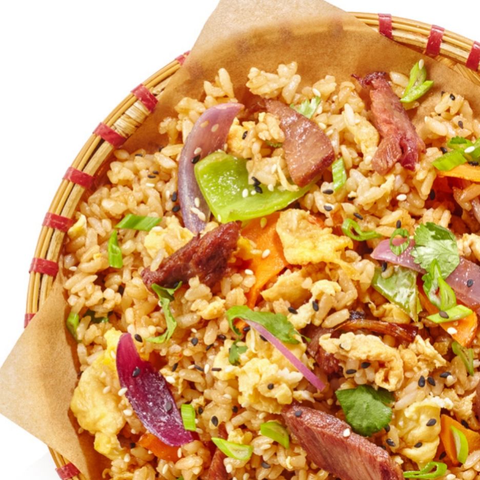 Жареный рис с говядиной