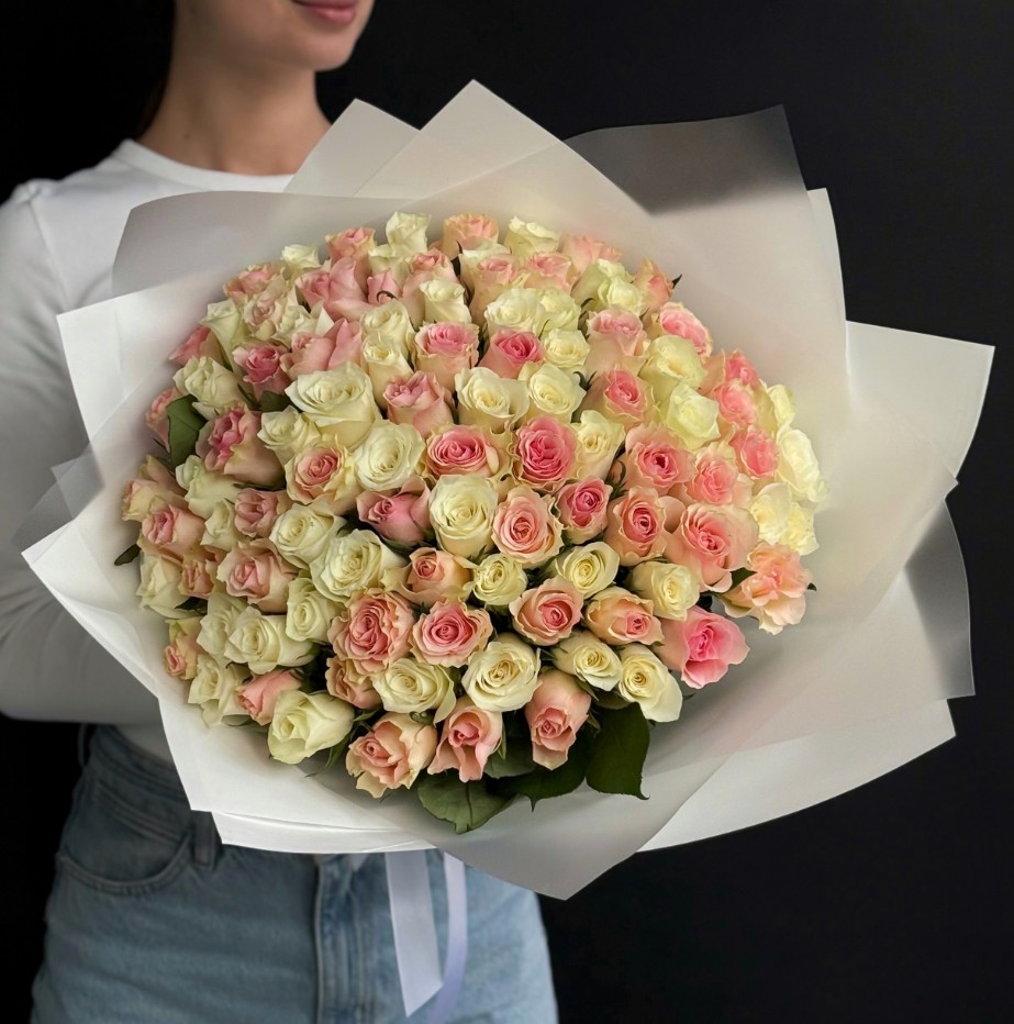 101 роза Кения Премиум