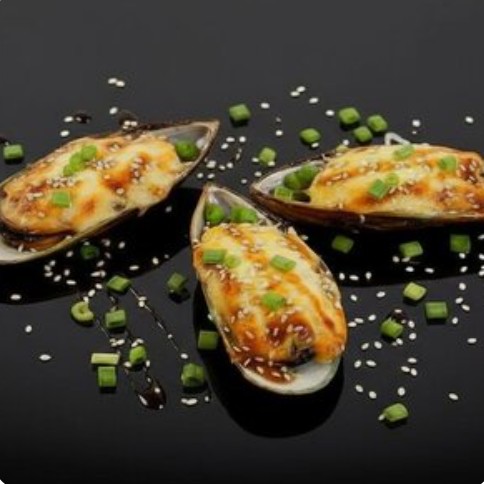 Три острых запеченных мидии