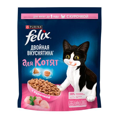 Сухой корм для котят до года Двойная вкуснятина с курочкой Felix 600г
