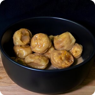 Пельмени со сливочной курицей в сливочно-соевом соусе