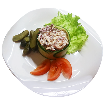 Салат тёплый мясной