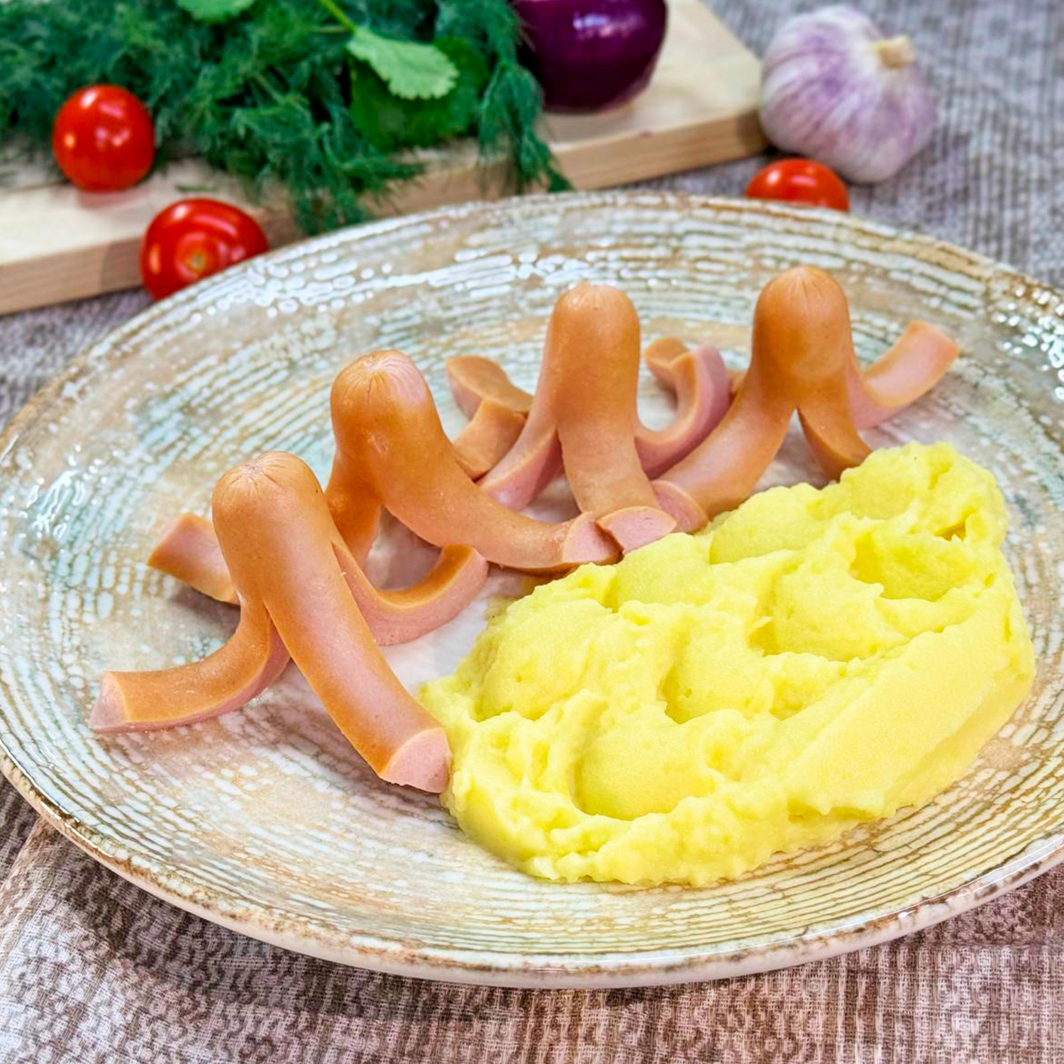 Пюре с сосисками