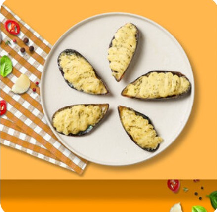 Мидии запеченные в Яки-соусе