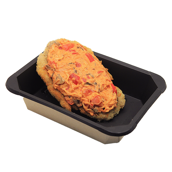 Отбивная из свинины с обжаренными овощами под сыром