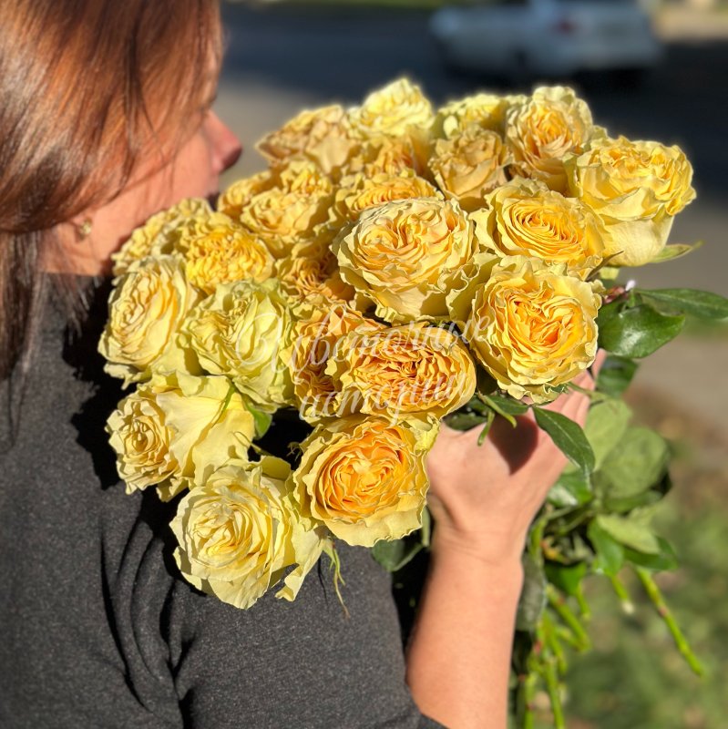 Роза пионовидная сливочная