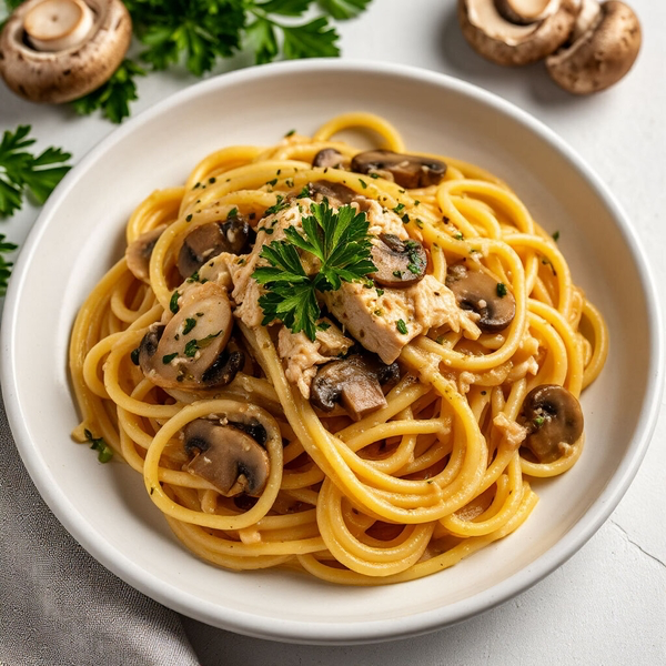 Паста с курицей и грибами