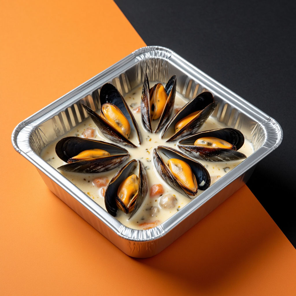 Мидии в сливочно-сырном соусе