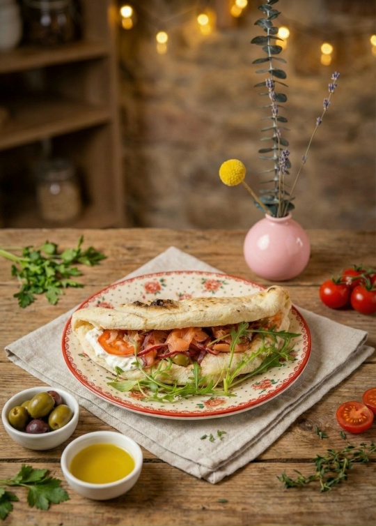 Пита с копченым лососем