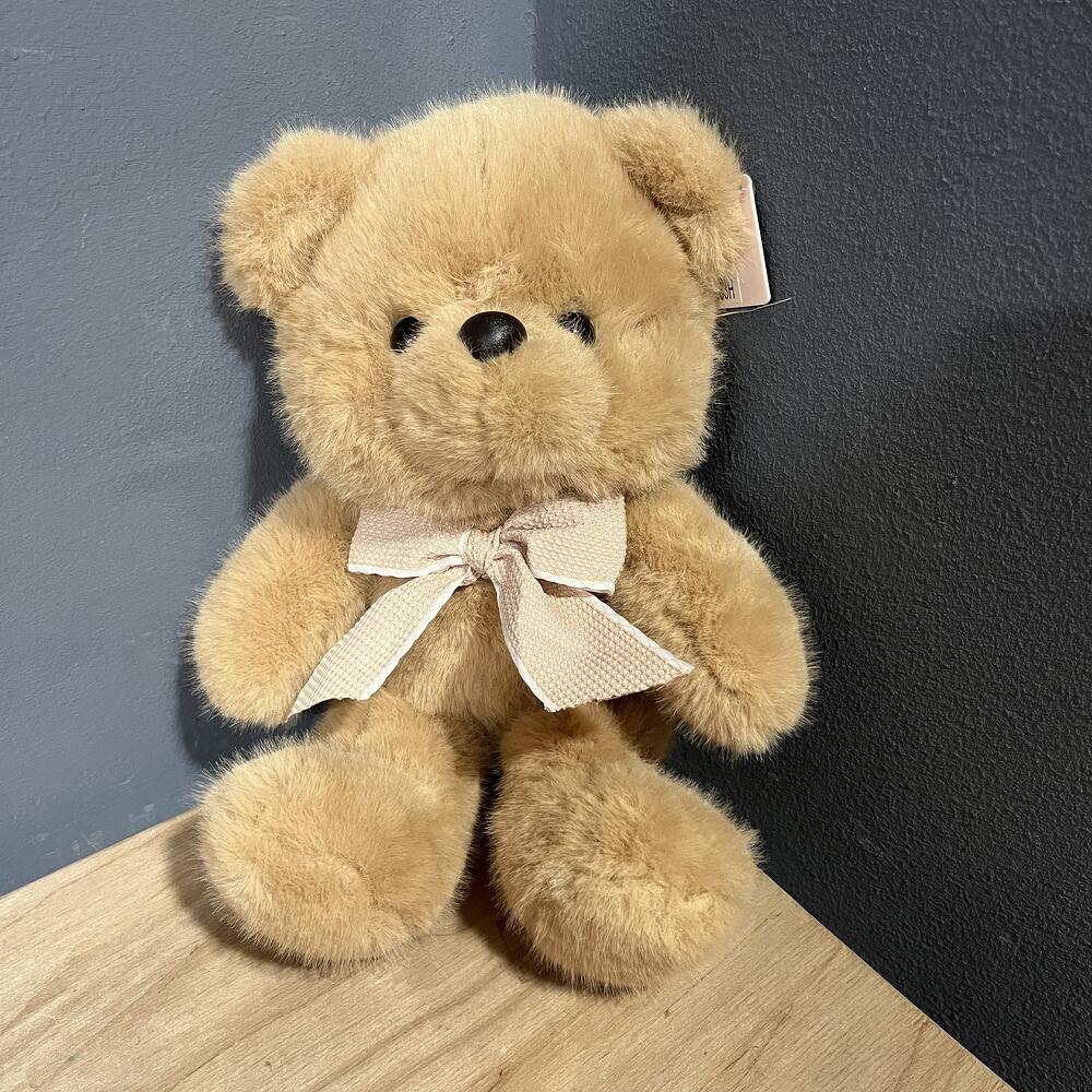 Мишка с бантиком 25 см беж