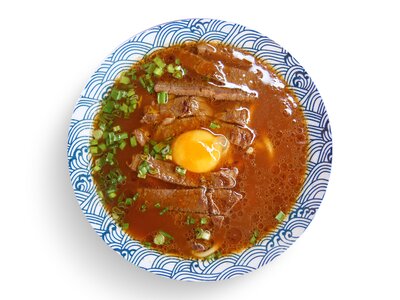 Лапша удон со стейком рибай и бульоном