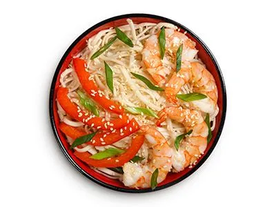 Тигровая креветка с лапшой