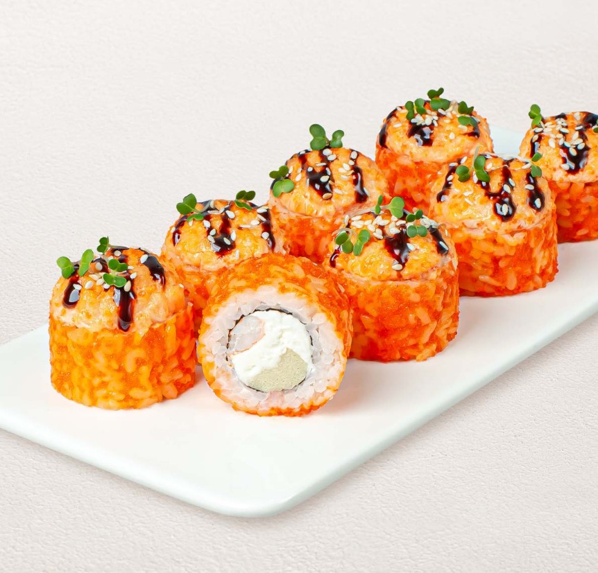 Шеф-ролл с лососем и креветкой