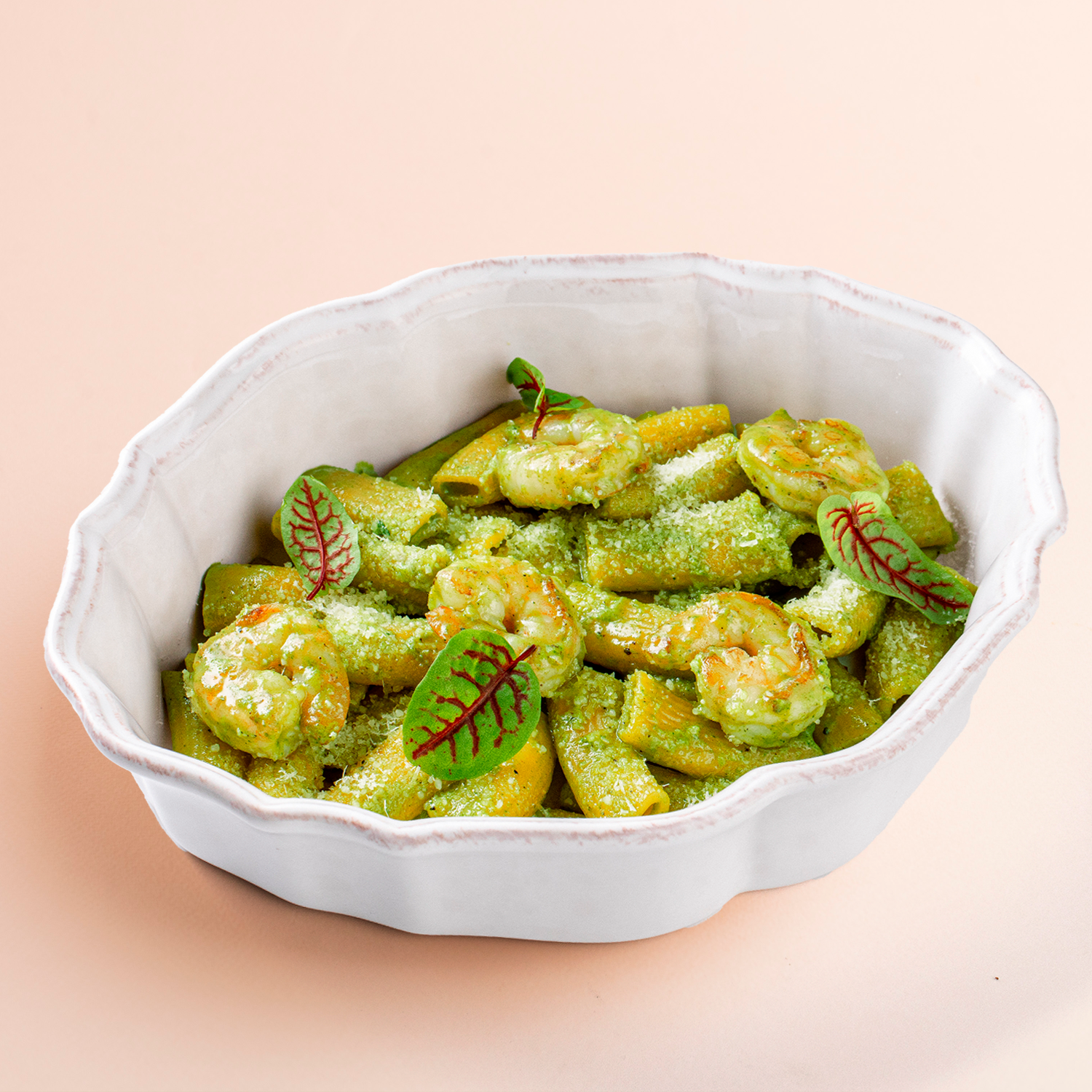 Паста с креветками и цукини