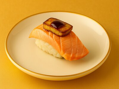 Суши опаленный лосось с фуа-грой