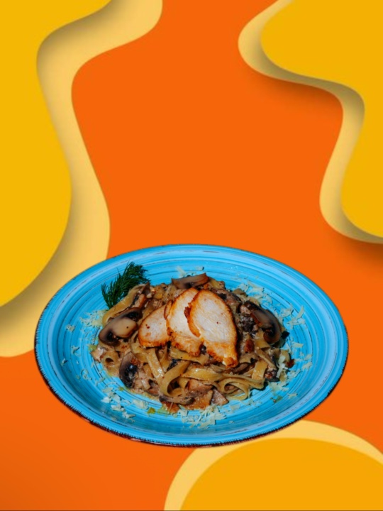 Паста с курицей и грибами