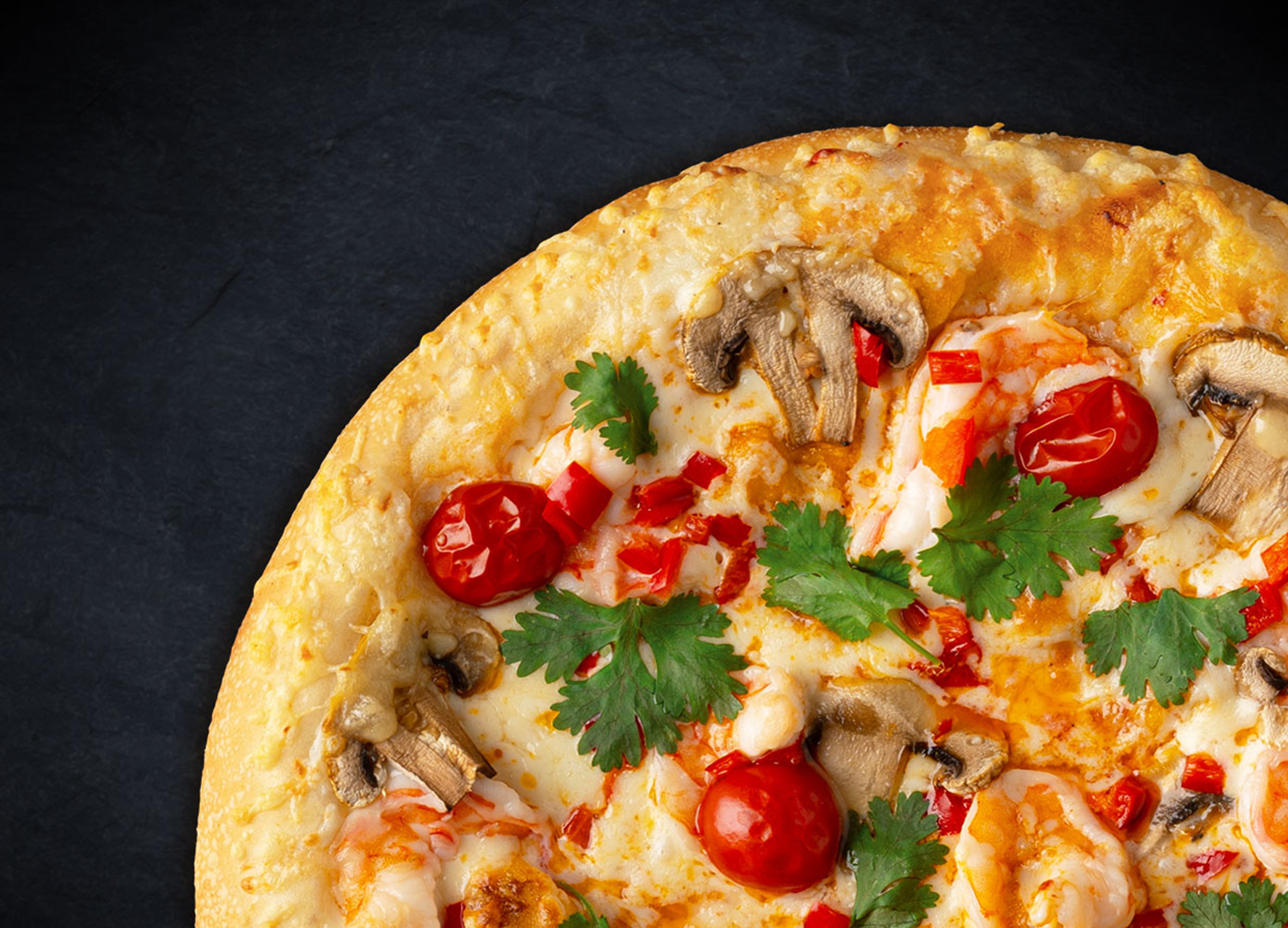 Том ям с креветками 25 см (толстое с сыром)