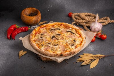Пицца ветчина куриная с грибами