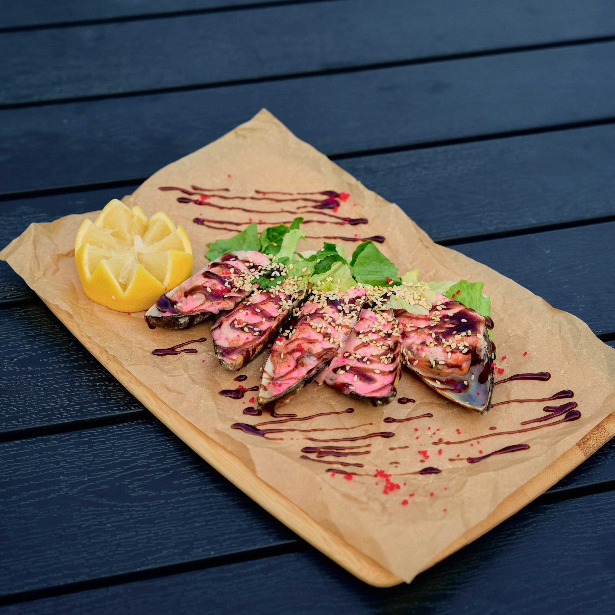 Запеченные мидии киви