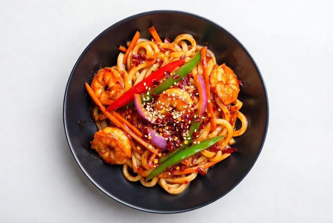 Удон с креветками в соусе Сладкий Чили