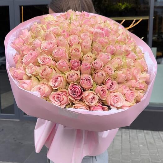 101 розовая Роза роскошный букет