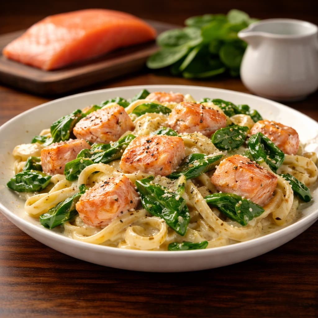 Паста лосось и брокколи