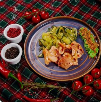 Кальмар с кремом и маринованными цукини