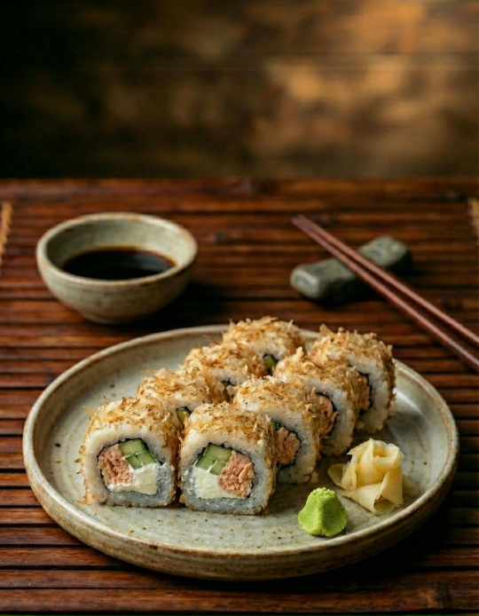  Ролл с копченым лососем в бонито
