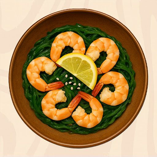 Салат с чукой и креветками