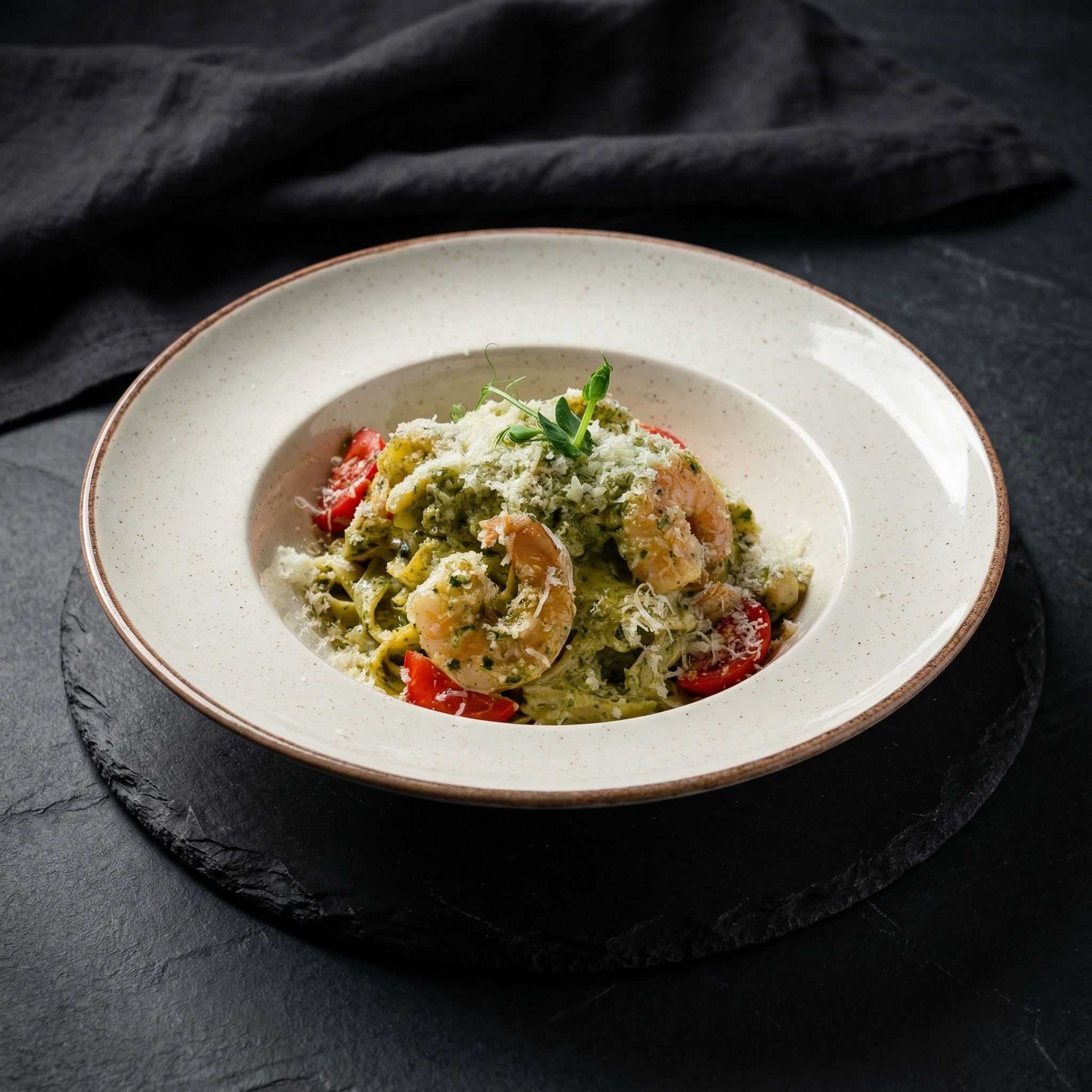 ФЕТТУЧИНИ С КРЕВЕТКАМИ И КАЛЬМАРОМ