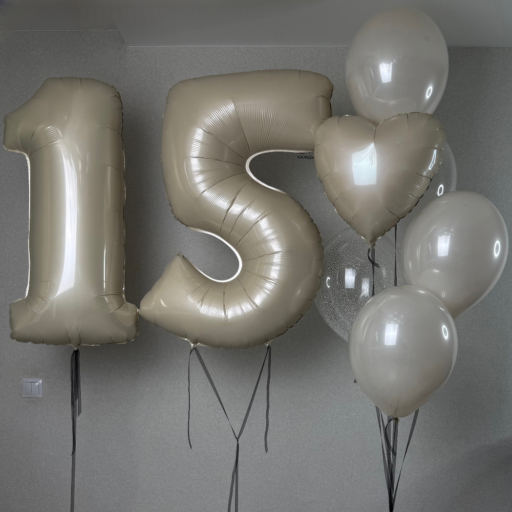 Любые цифры 2шт и фонтан из шаров с сердцем