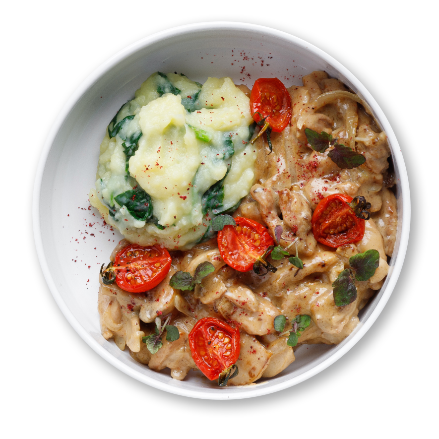 Куриное фрикасе с белыми грибами