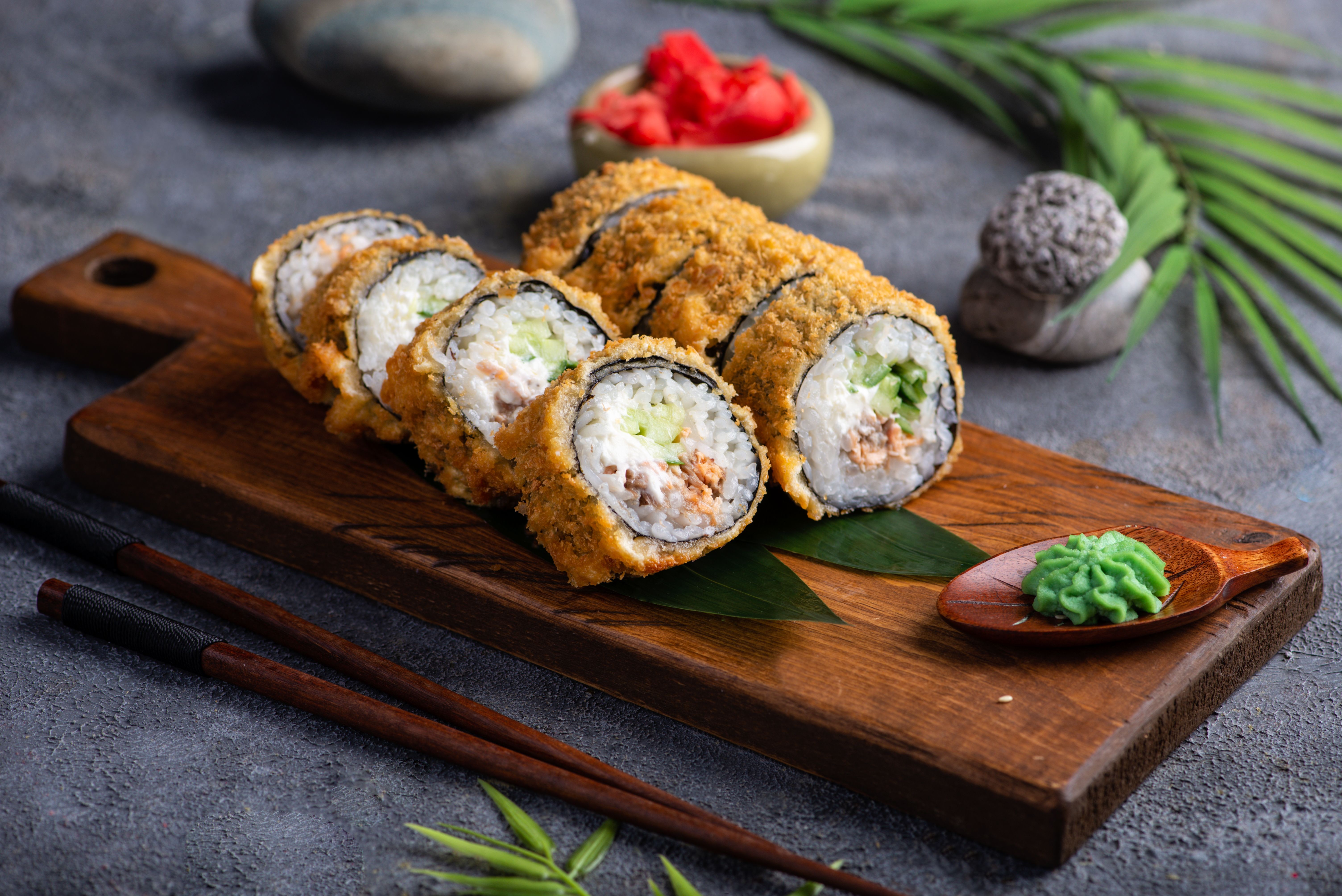 Жареный лосось Темпура