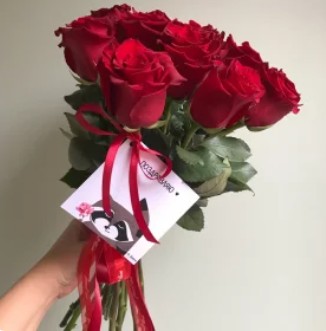 11 роз с открыткой
