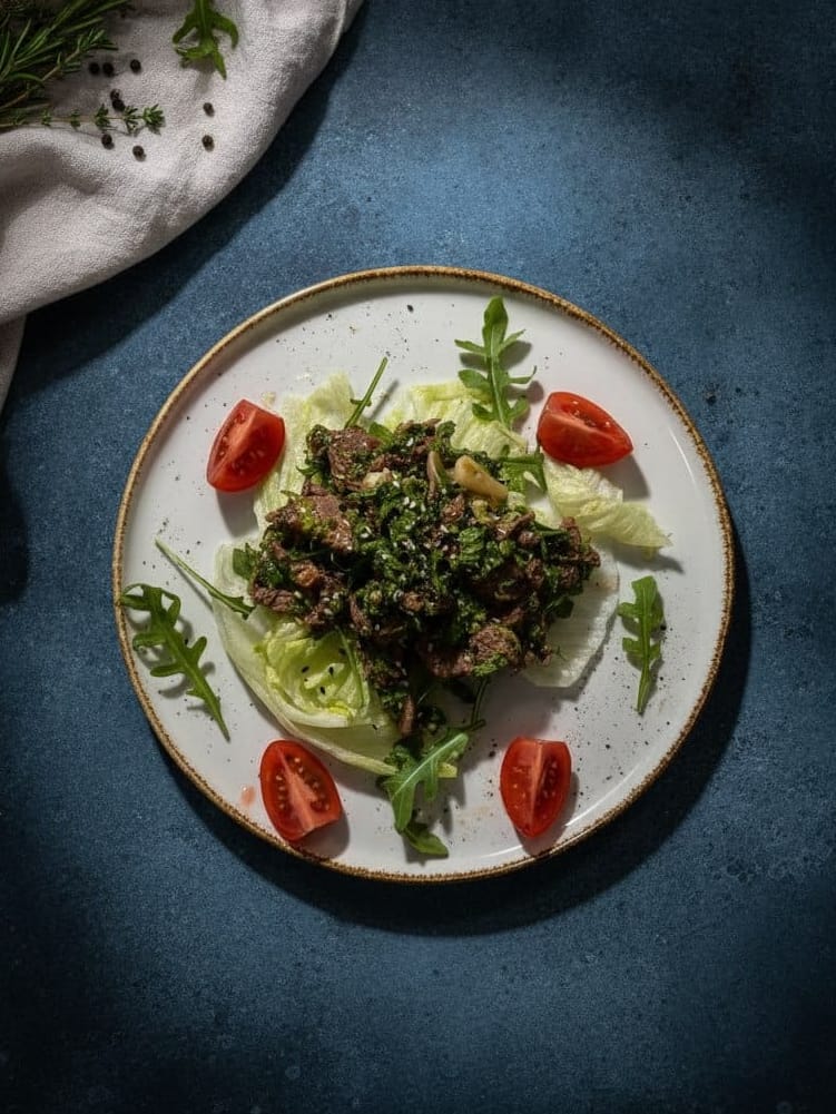 Теплый салат с говядиной 🌶️